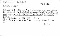 Výběrová bibliografie literatury o hudebnictví, hudební dokumentaci a audiovizuálních prostředcích v knihovnách 1945-1981