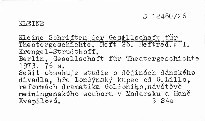 Kleine Schriften der Gesellschaft für Theatergeschichte