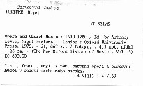 Opera and Church Music; Opera and church music 1630 - 1750