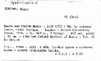 Opera and Church Music; Opera and church music 1630 - 1750