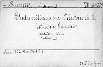 Études critiques sur l'histoire de la