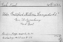 Über Gottfried Kellers "Sinngedicht"