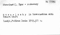 Stravinsky in Conversation with Robert Craft