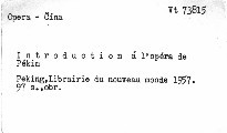 Introduction á l'Opéra de Pékin