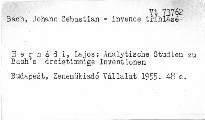 Analytische Studien zu Bach´s dreistimmige Inventionen