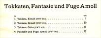 Tokkaten, Fantasie und Fuge A moll