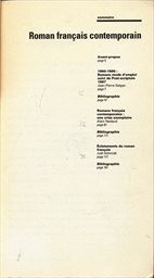 Roman fran&ccedil;ais contemporain