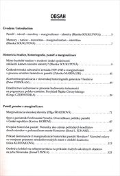 Paměť - národ - menšiny - marginalizace - identity I