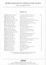 More romantic pieces for piano
                        (Book III)
                    